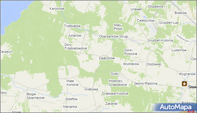 mapa Zajączków gmina Mniszków, Zajączków gmina Mniszków na mapie Targeo