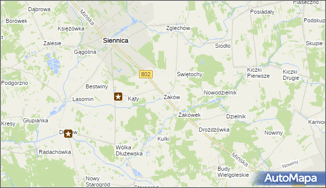 mapa Żaków, Żaków na mapie Targeo