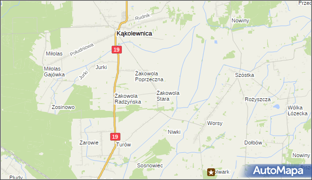 mapa Żakowola Stara, Żakowola Stara na mapie Targeo