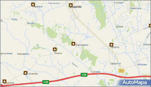 mapa Zakrzewko gmina Duszniki, Zakrzewko gmina Duszniki na mapie Targeo