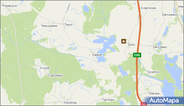 mapa Załęże gmina Kozielice, Załęże gmina Kozielice na mapie Targeo