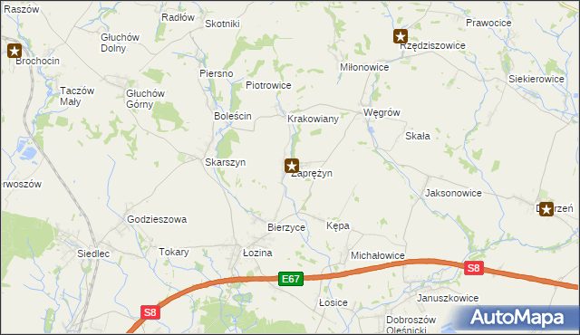 mapa Zaprężyn, Zaprężyn na mapie Targeo