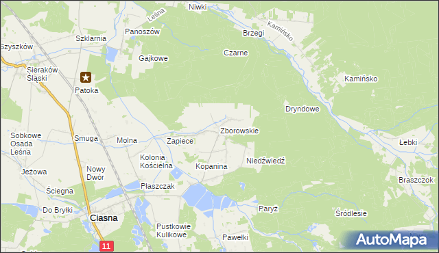 mapa Zborowskie gmina Ciasna, Zborowskie gmina Ciasna na mapie Targeo