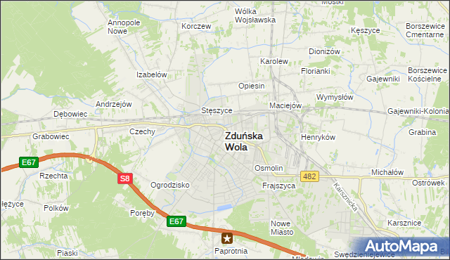 mapa Zduńska Wola, Zduńska Wola na mapie Targeo