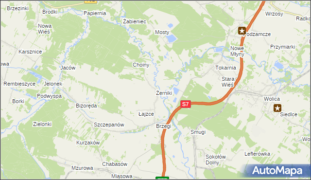 mapa Żerniki gmina Sobków, Żerniki gmina Sobków na mapie Targeo