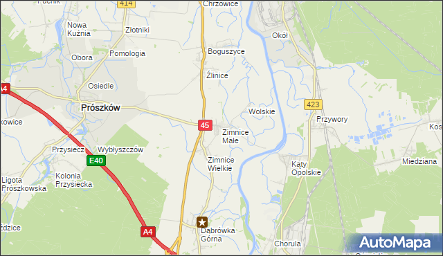 mapa Zimnice Małe, Zimnice Małe na mapie Targeo