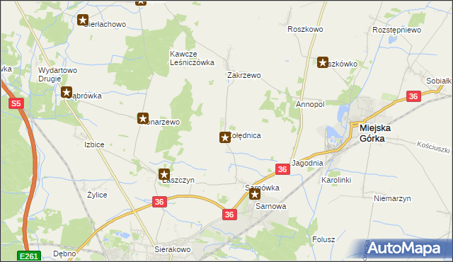 mapa Żołędnica, Żołędnica na mapie Targeo