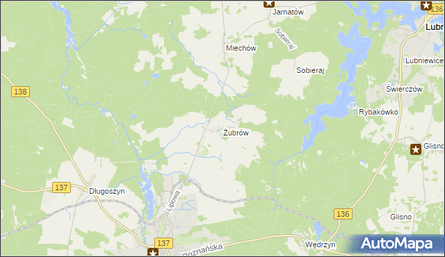 mapa Żubrów, Żubrów na mapie Targeo