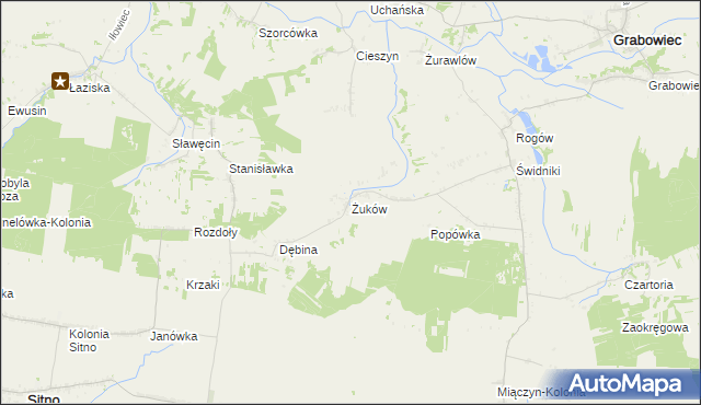 mapa Żuków gmina Miączyn, Żuków gmina Miączyn na mapie Targeo