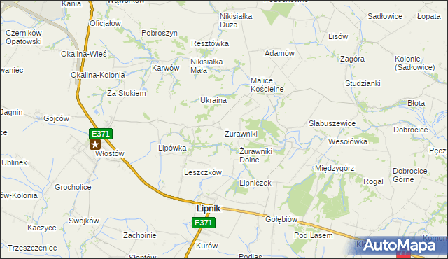 mapa Żurawniki gmina Lipnik, Żurawniki gmina Lipnik na mapie Targeo