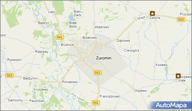 mapa Żuromin, Żuromin na mapie Targeo