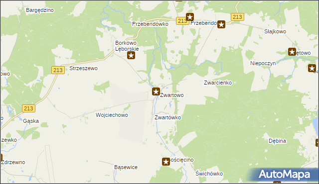 mapa Zwartowo gmina Choczewo, Zwartowo gmina Choczewo na mapie Targeo