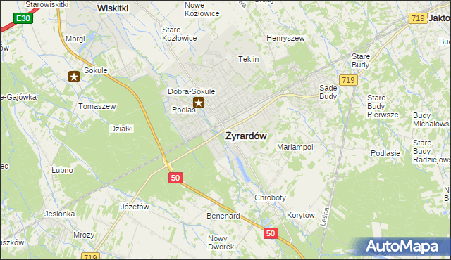 mapa Żyrardów, Żyrardów na mapie Targeo