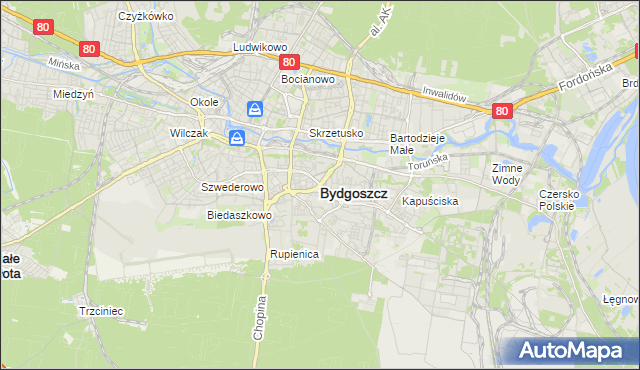 mapa Bydgoszczy, Bydgoszcz na mapie Targeo