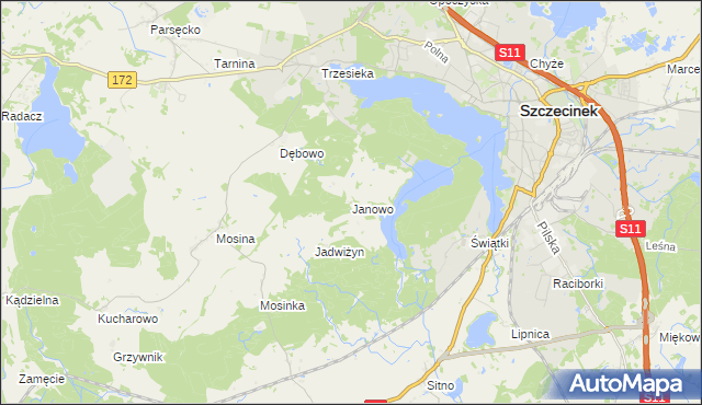 mapa Janowo gmina Szczecinek, Janowo gmina Szczecinek na mapie Targeo