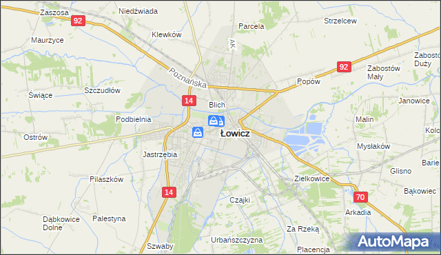 mapa Łowicza, Łowicz na mapie Targeo