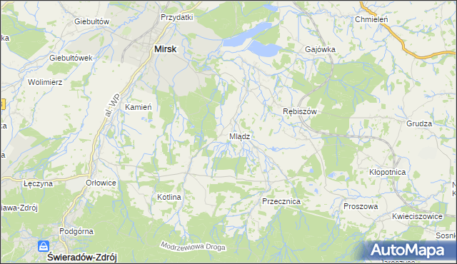 mapa Mlądz, Mlądz na mapie Targeo