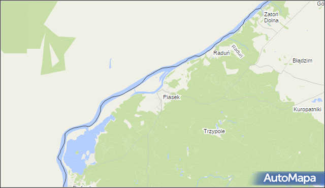 mapa Piasek gmina Cedynia, Piasek gmina Cedynia na mapie Targeo