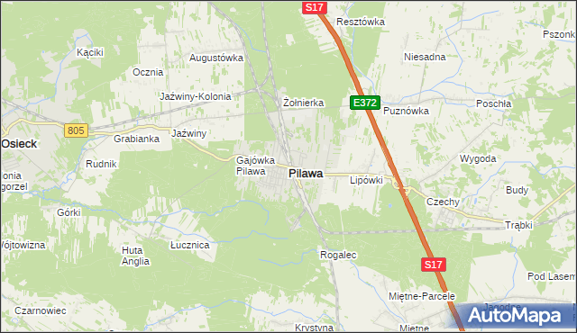 mapa Pilawa powiat garwoliński, Pilawa powiat garwoliński na mapie Targeo