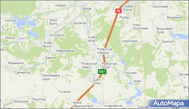 mapa Podkońska Wola, Podkońska Wola na mapie Targeo