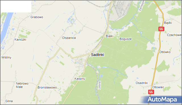 mapa Sadlinki, Sadlinki na mapie Targeo