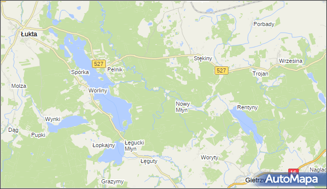 mapa Skwary gmina Łukta, Skwary gmina Łukta na mapie Targeo