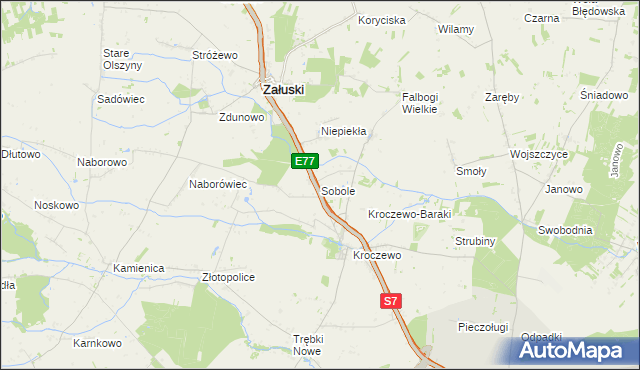 mapa Sobole gmina Załuski, Sobole gmina Załuski na mapie Targeo