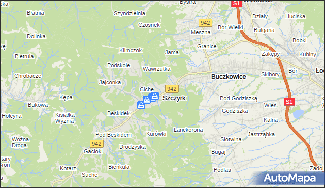 mapa Szczyrk, Szczyrk na mapie Targeo