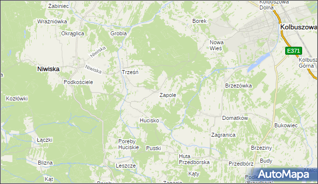 mapa Zapole gmina Niwiska, Zapole gmina Niwiska na mapie Targeo