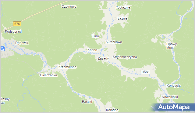 mapa Zasady gmina Gródek, Zasady gmina Gródek na mapie Targeo