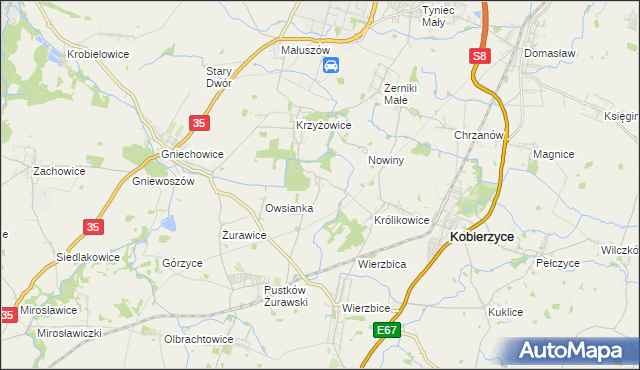 mapa Bąki gmina Kobierzyce, Bąki gmina Kobierzyce na mapie Targeo