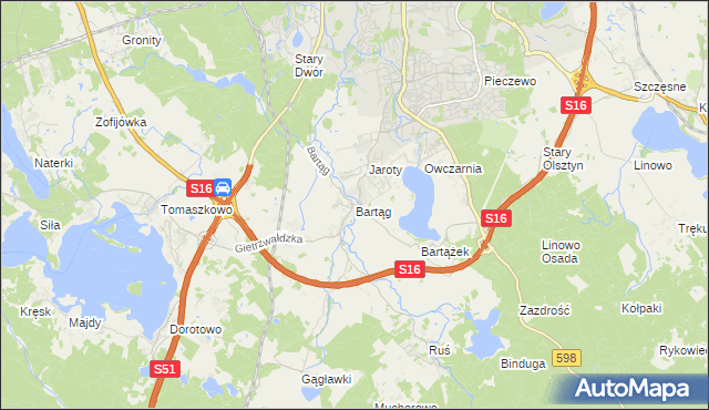 mapa Bartąg, Bartąg na mapie Targeo