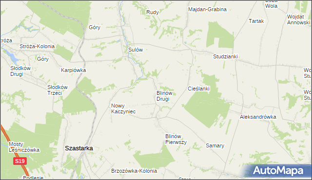 mapa Blinów Drugi, Blinów Drugi na mapie Targeo