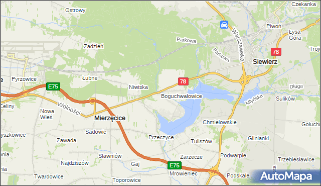 mapa Boguchwałowice, Boguchwałowice na mapie Targeo