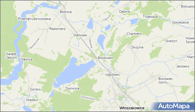 mapa Boszkowo, Boszkowo na mapie Targeo