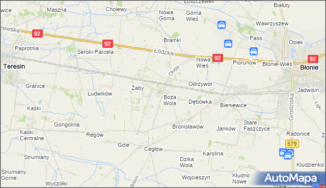 mapa Boża Wola gmina Baranów, Boża Wola gmina Baranów na mapie Targeo