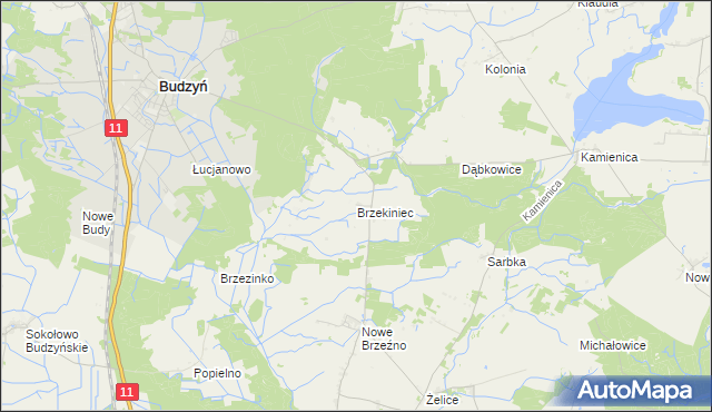 mapa Brzekiniec, Brzekiniec na mapie Targeo