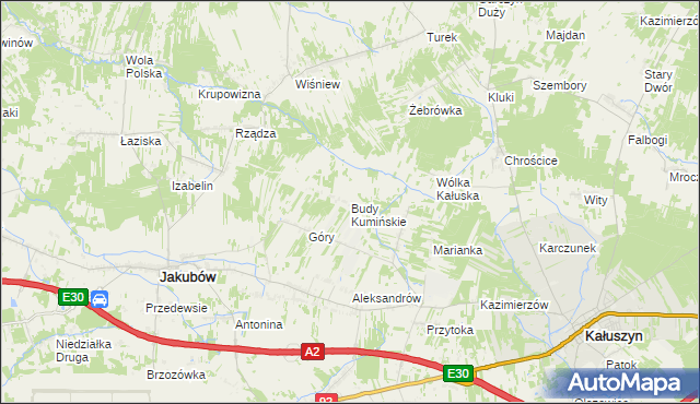 mapa Budy Kumińskie, Budy Kumińskie na mapie Targeo