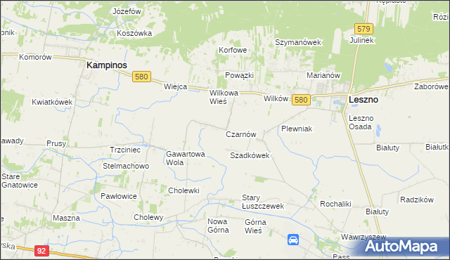 mapa Czarnów gmina Leszno, Czarnów gmina Leszno na mapie Targeo