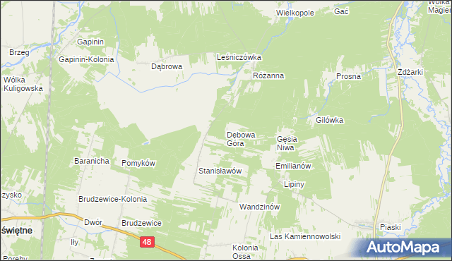 mapa Dębowa Góra gmina Odrzywół, Dębowa Góra gmina Odrzywół na mapie Targeo