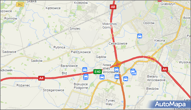 mapa Gądów, Gądów na mapie Targeo