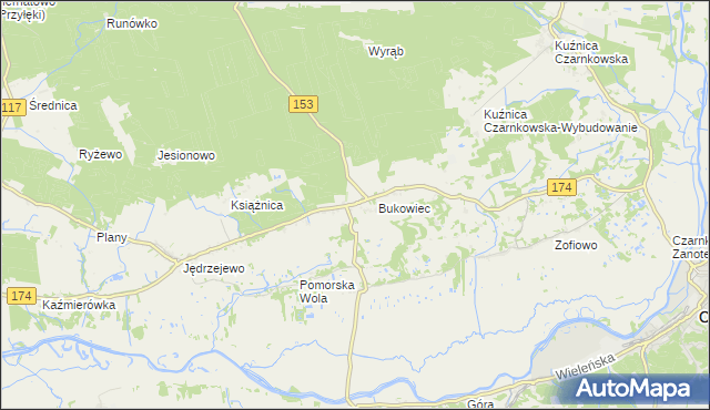 mapa Gajewo gmina Czarnków, Gajewo gmina Czarnków na mapie Targeo