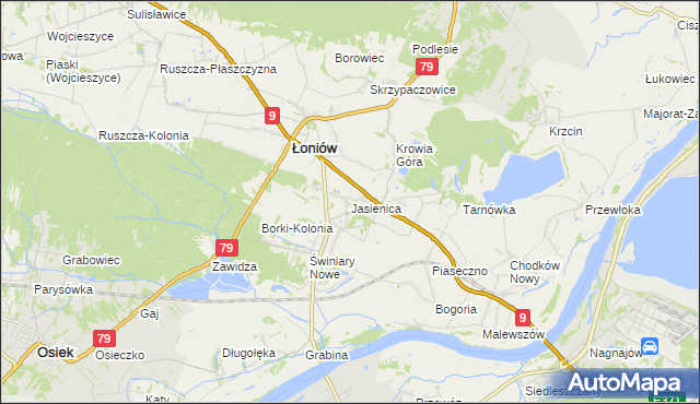 mapa Jasienica gmina Łoniów, Jasienica gmina Łoniów na mapie Targeo