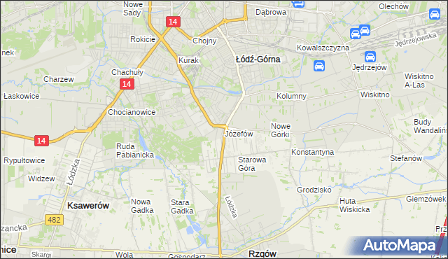 mapa Józefów gmina Łódź, Józefów gmina Łódź na mapie Targeo