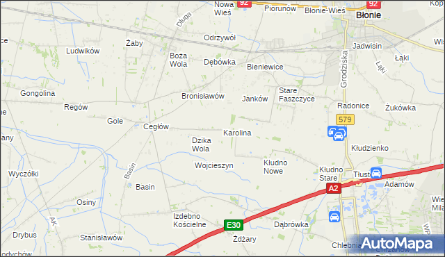 mapa Karolina gmina Baranów, Karolina gmina Baranów na mapie Targeo