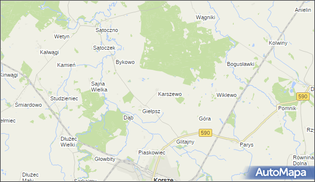 mapa Karszewo gmina Korsze, Karszewo gmina Korsze na mapie Targeo