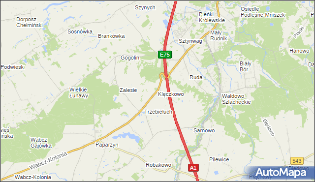 mapa Klęczkowo gmina Stolno, Klęczkowo gmina Stolno na mapie Targeo