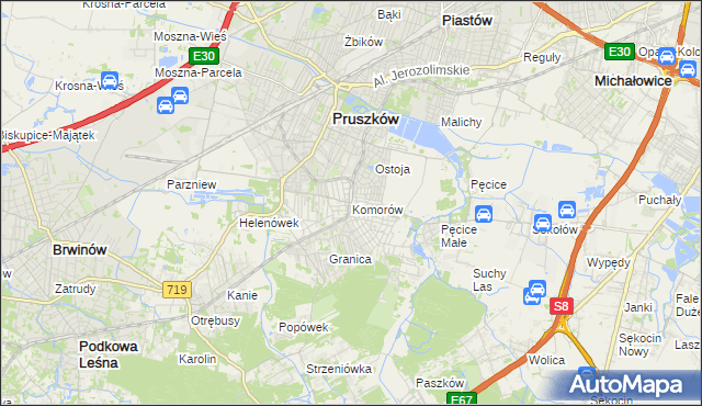 mapa Komorów gmina Michałowice, Komorów gmina Michałowice na mapie Targeo