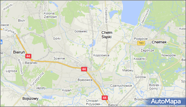 mapa Kopciowice, Kopciowice na mapie Targeo