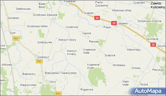 mapa Krajewice Małe, Krajewice Małe na mapie Targeo